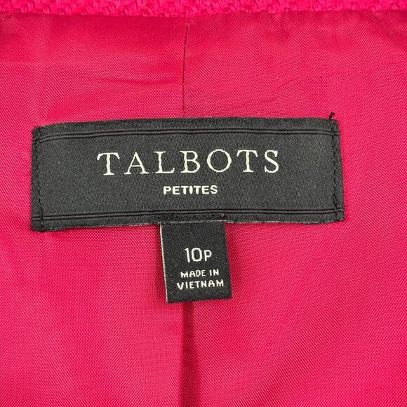 Talbots Moto Blazer Jacket Size 10 Magenta Pink Wool Blend Tweed Texture Lined - Picture 3 of 11